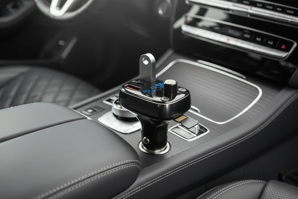 Car Bluetooth FM Transmitter with Triple USB Car Charger – Black, Bluetooth 5.0, Fast Charging, Hands-Free Calling