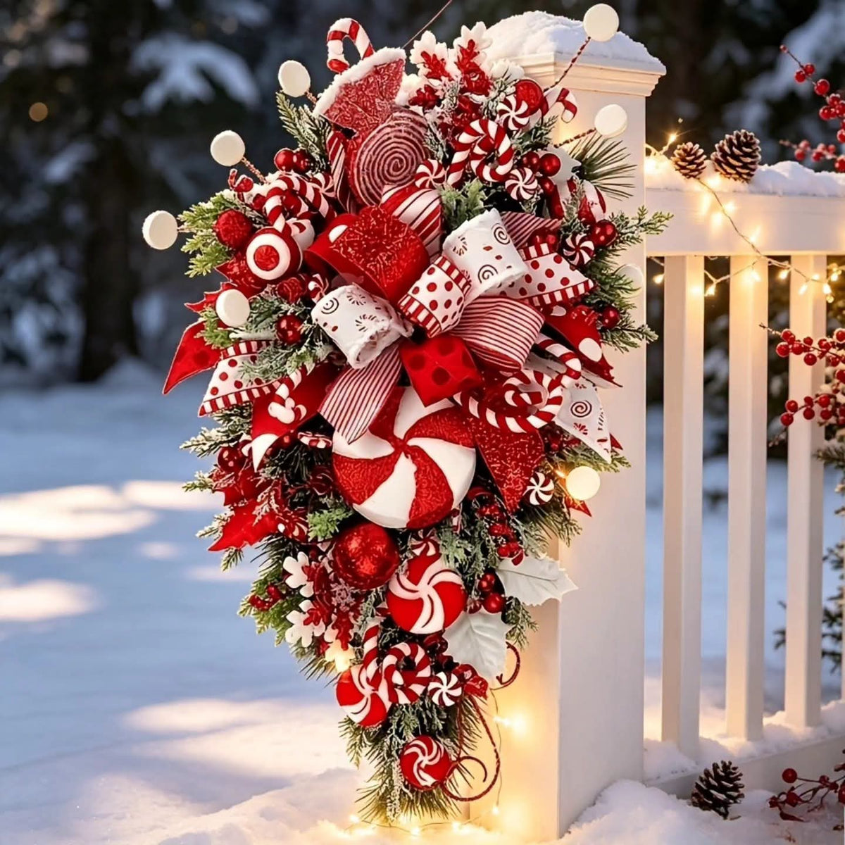 Christmas Swag Wreath for Door, Wall and Entryway Decoration