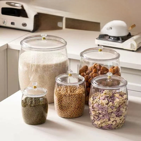 transparent large sealed storage jar set 5 piece airtight food storage containers