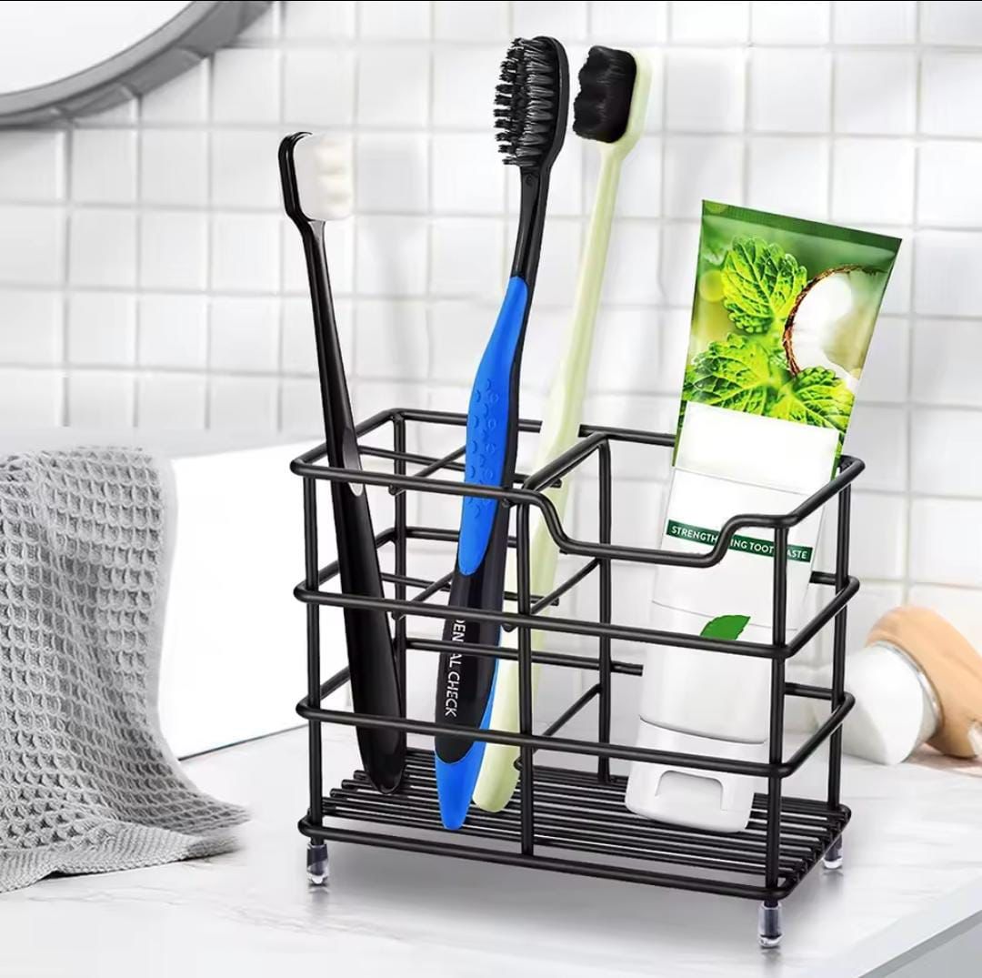 Metallic Simple Multipurpose Organizer Toothbrush & Toothpaste Holder