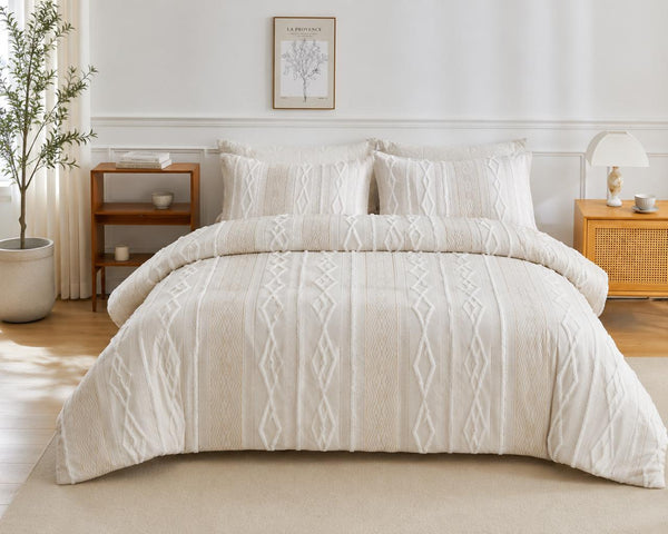Gemelli Colllection textured duvet cover set extra large luxury bedding 264x229cm soft breathable fabric bedding set 2 pillowcases 50x90cm elegant bedroom duvet cover modern premium bed linen set cozy stylish home bedding set