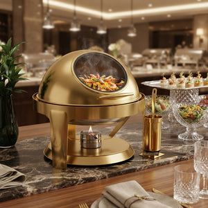 6 Litre Golden Round Roll Top Chafing Dish - available in Nairobi, Kenya