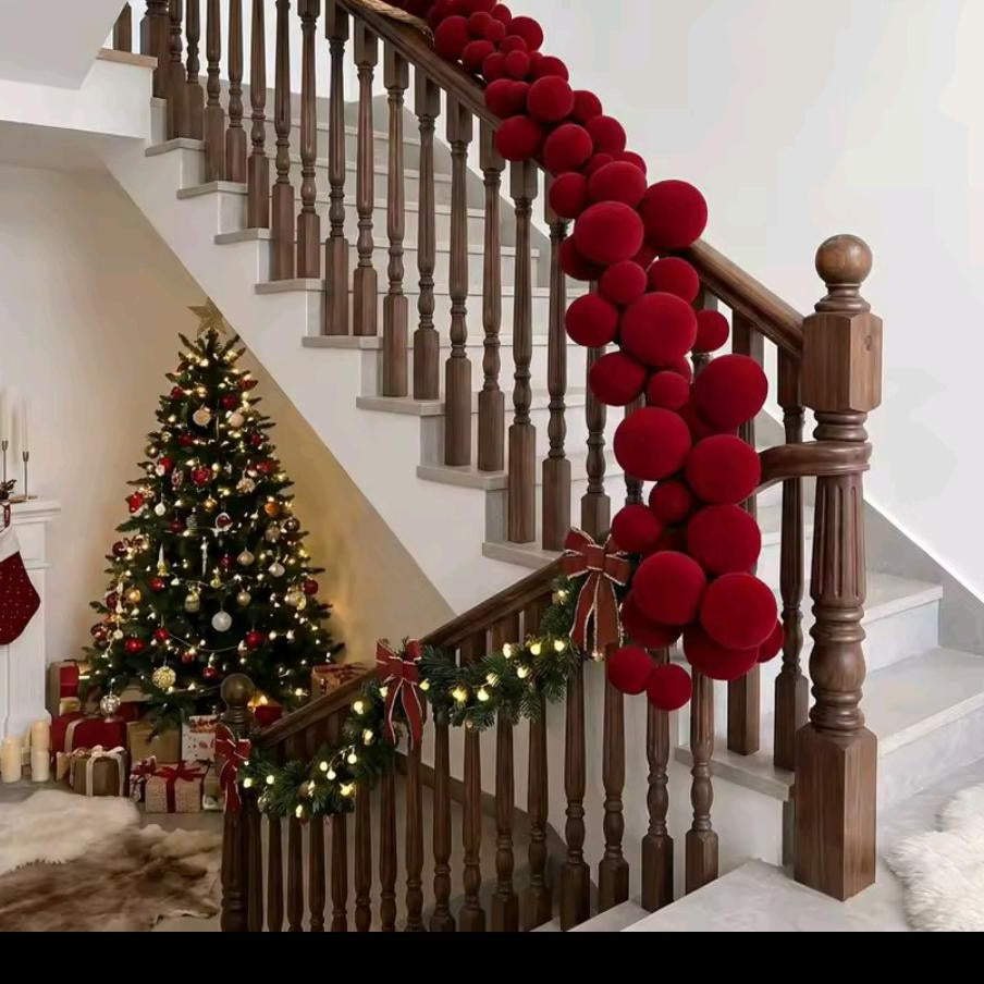 Christmas Ball Vine Garland with Flocked Pendant 1.8M