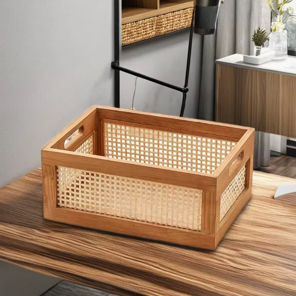 Bamboo Crate Storage Box – Eco-Friendly and Durable Organizer for Books, Toys, Clothes, and Household Items, Stylish Natural Finish for Home or Office