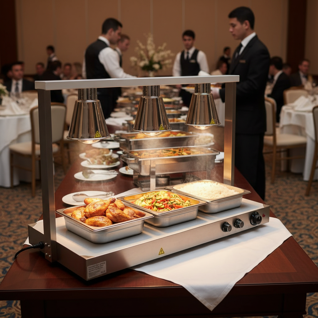 Triple Lamp Commercial Electric Food Warmer Station