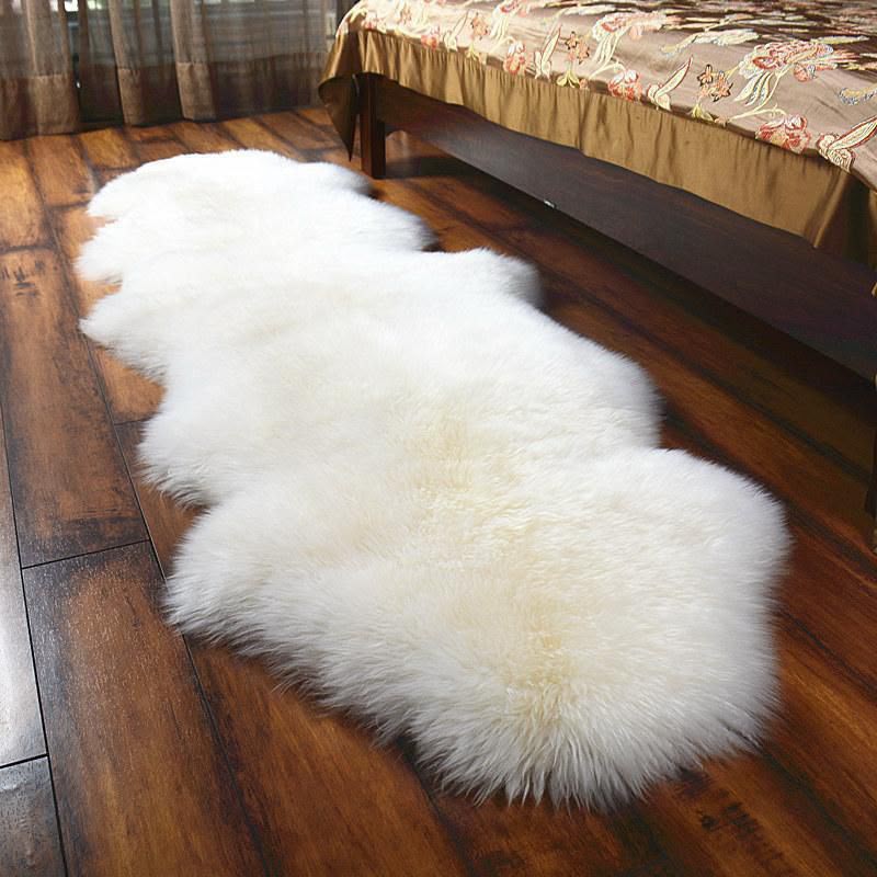 Fluffy bedside mat 60x180cm irregular shaped plush floor rug soft decorative carpet for bedroom bedside living room sofa area and home décor.