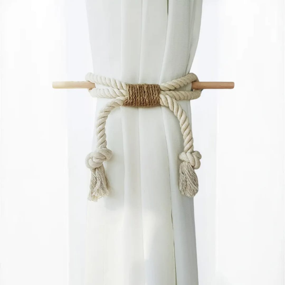 Nordic solid wood curtain binding rope with thick cotton and hemp for bedroom or living room décor