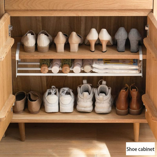 Gemelli Colllection retractable shoe rack adjustable 40-65cm space saving storage organizer for shoes towels wardrobe bathroom entryway