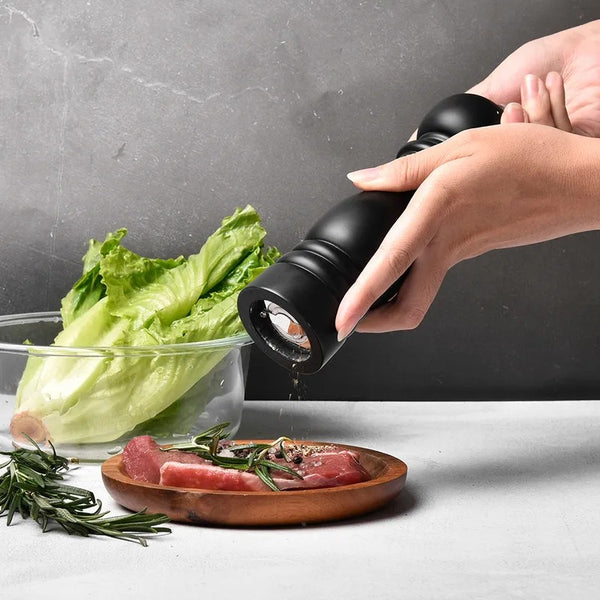 Gemelli Colllection wooden pepper grinder mill adjustable stainless steel spice grinder 6 inch kitchen seasoning tool