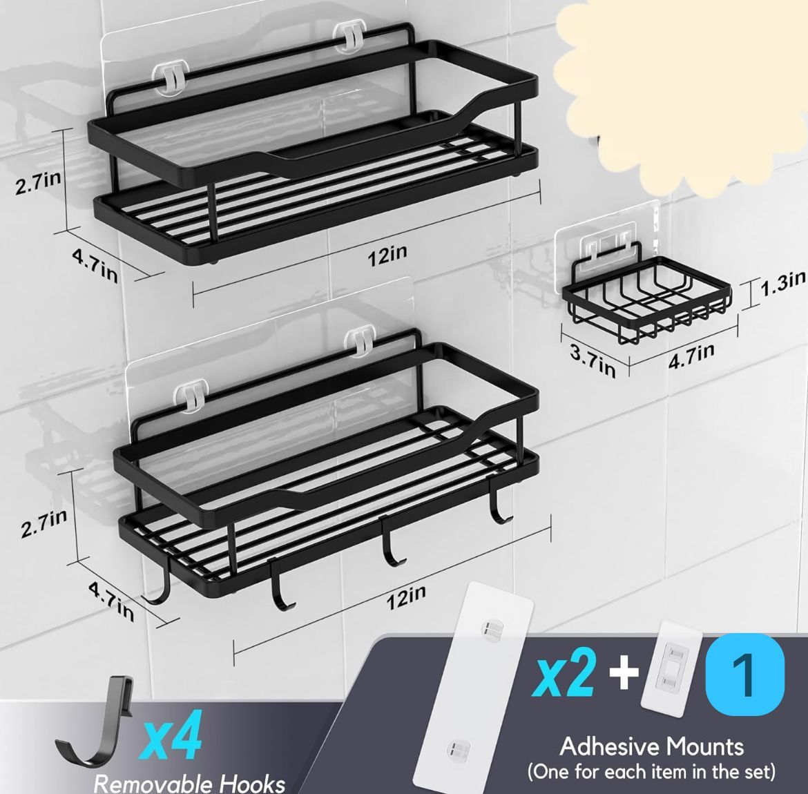 3pcs Shower Caddy Shelf