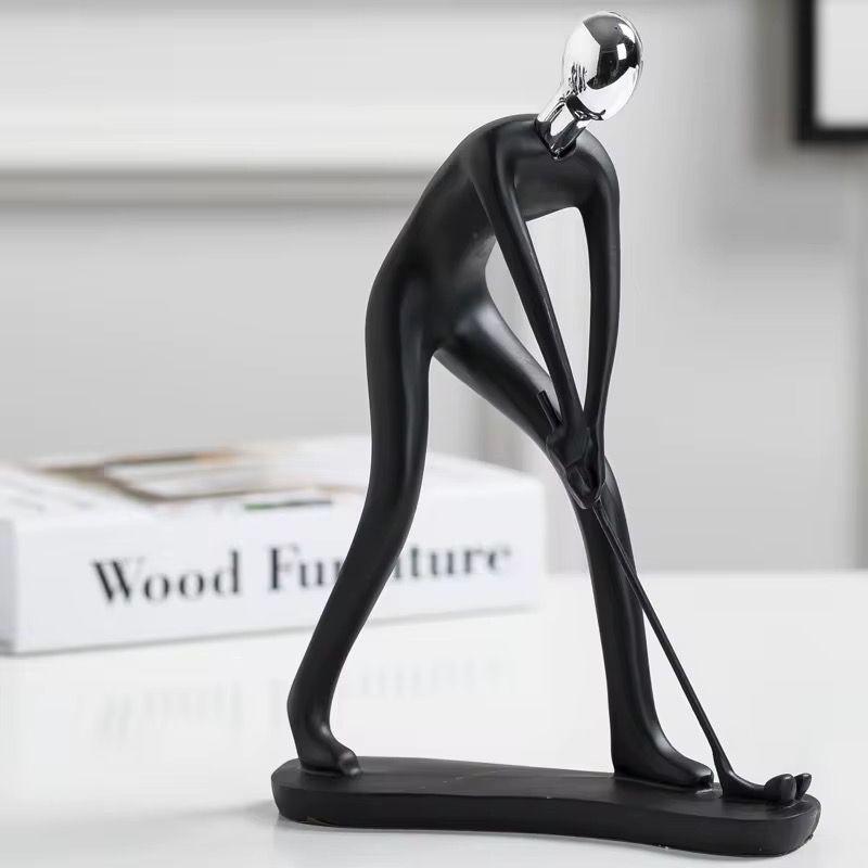 Stand Golf Ceramic Sculpture, 25cm Decorative Home & Office Piece