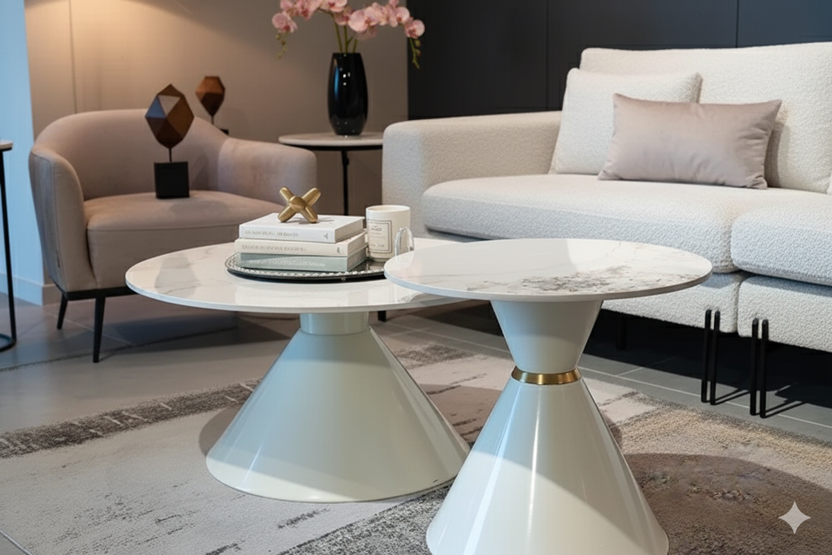 2 in 1 Round Marble Coffee Table