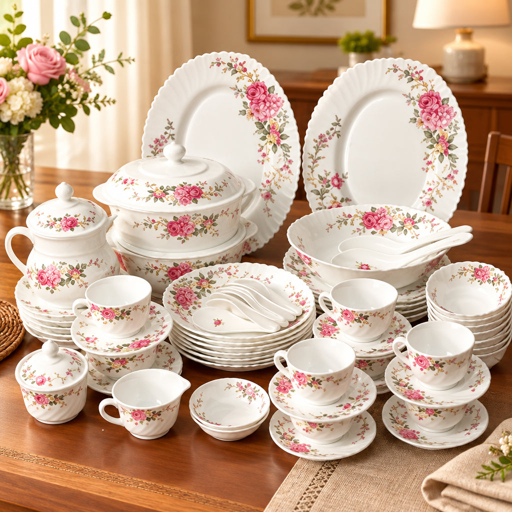 72pcs Arc Opal Round White Flowered Dinner Set