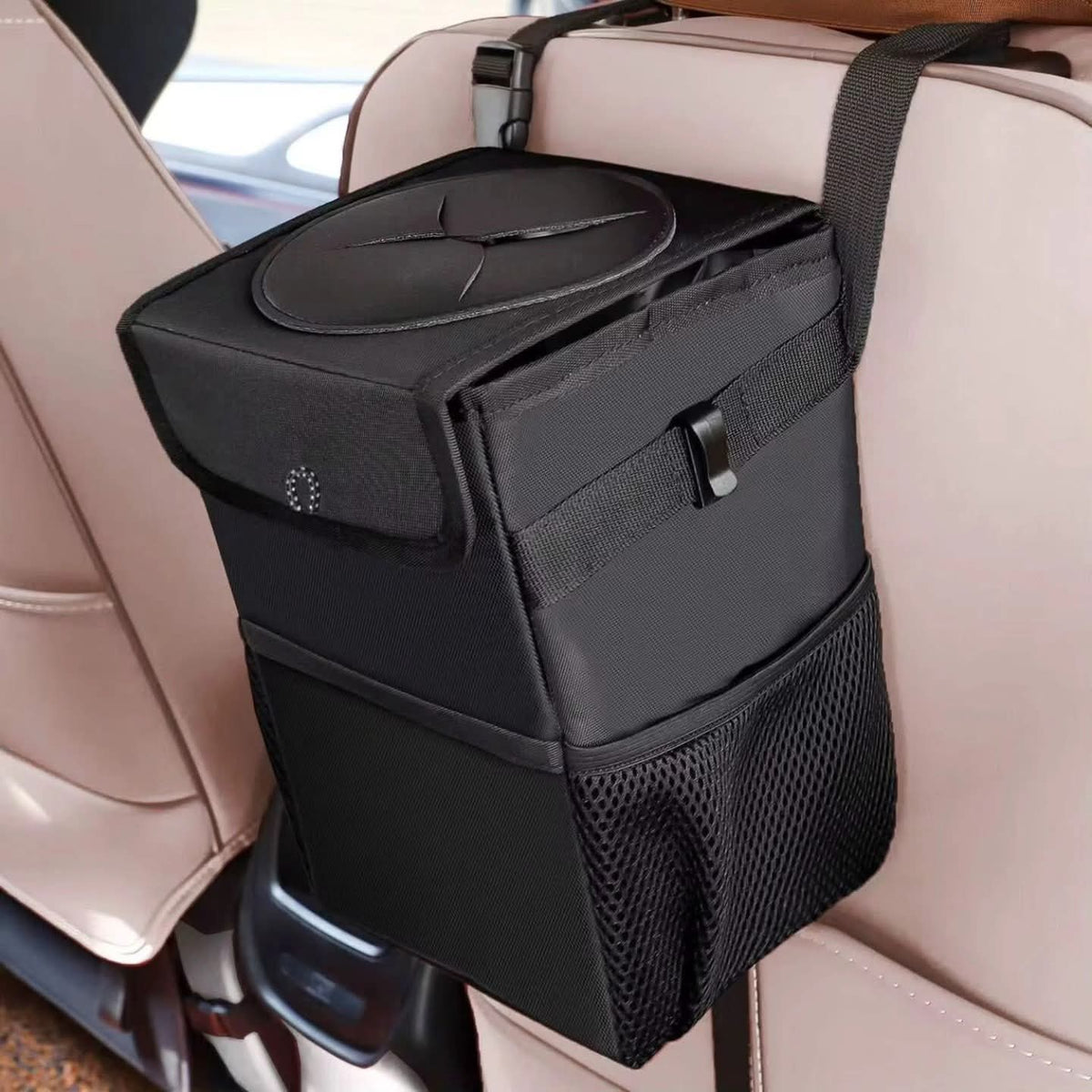 Foldable leakproof car trash can and organizer