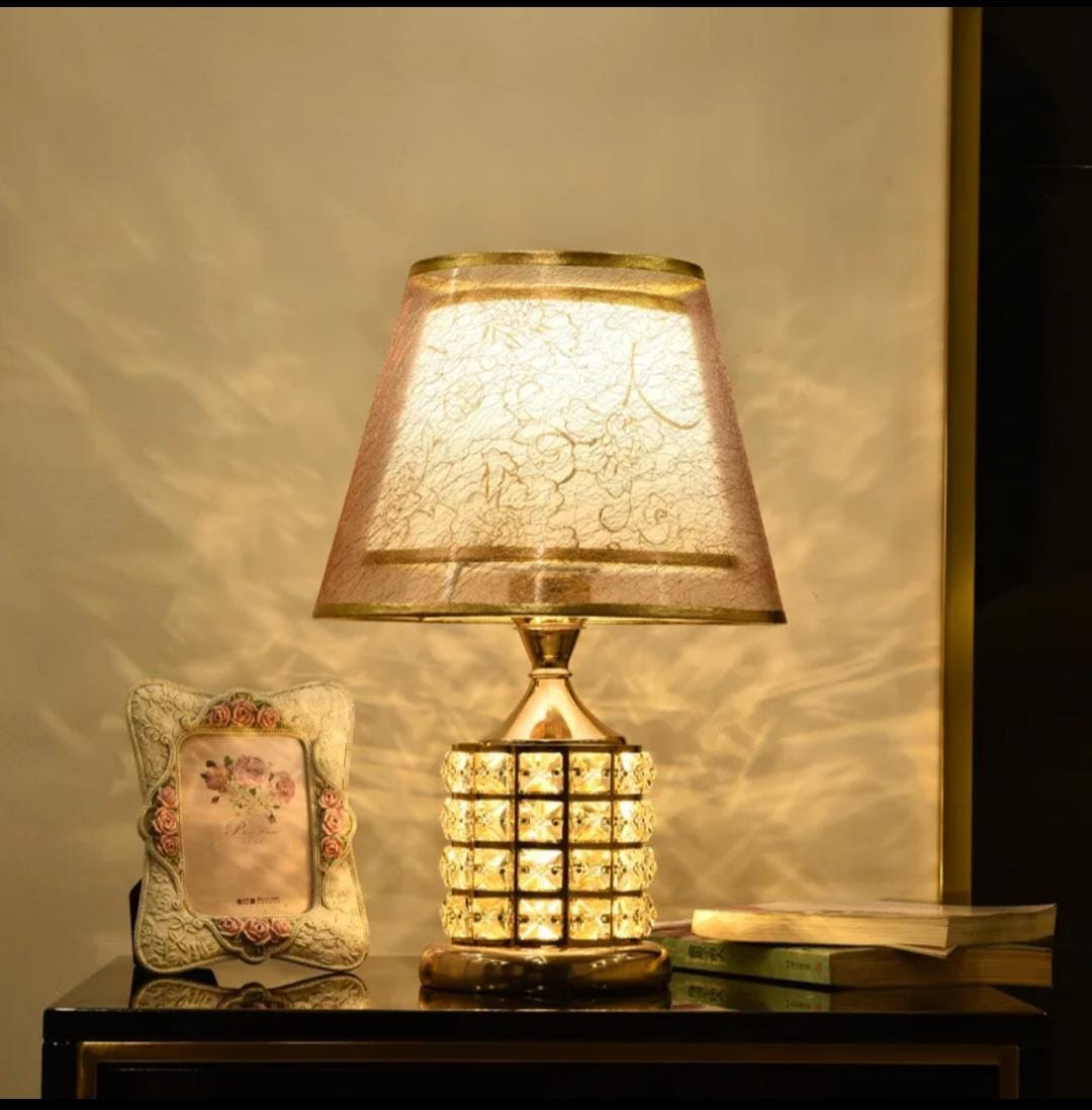 European Style Double Shade Crystal Table Lamp