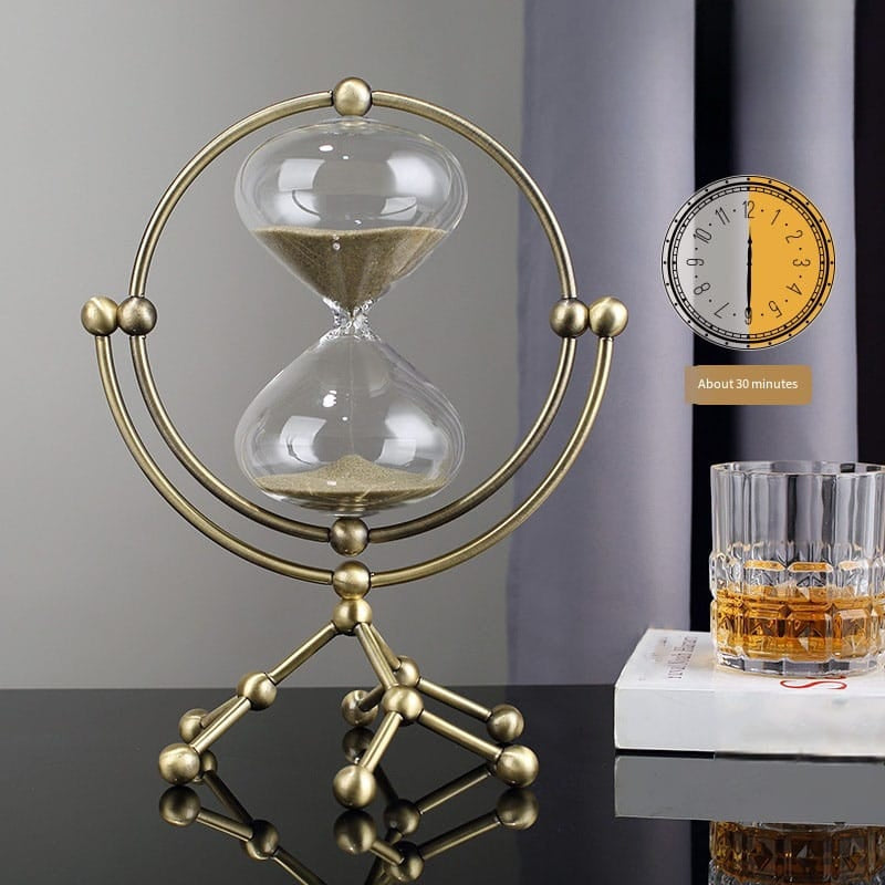 Metal Frame 30 Minutes Timer Hourglass – Decorative Sand Glass Timer for Home Office Desk and Study Time Management