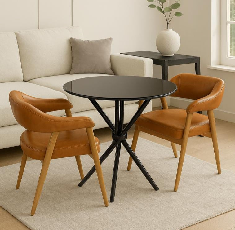 39 Inch Round Glass Dining Table, black X base - available in Nairobi, Kenya