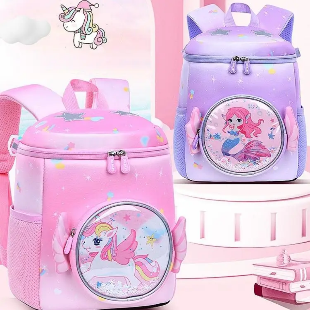 girls’ colorful themed school bag for books and stationery