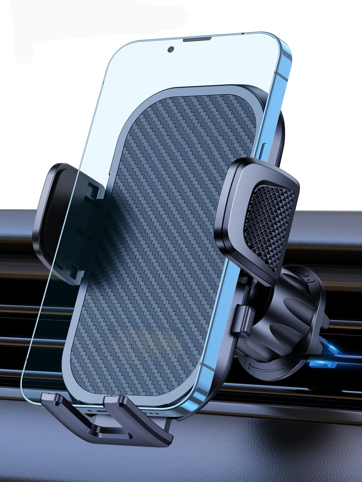 Car Phone Holder 360 Degree Rotating Shockproof Mount ABS Black for 4.5 to 7 Inch Smartphones