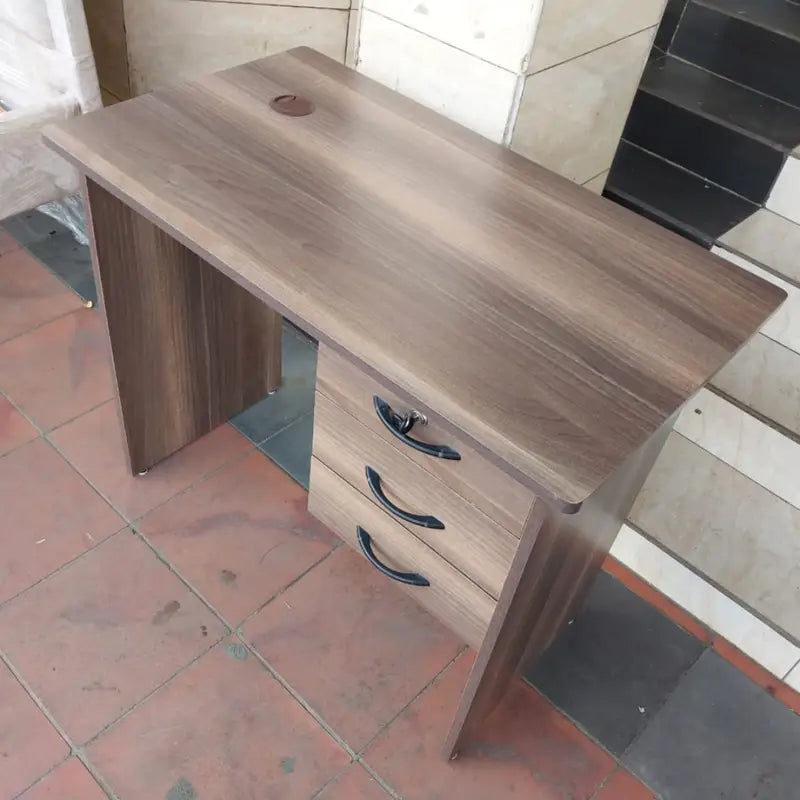 0.9M Brown Woodgrain finish Office Desk with 3 Drawers
