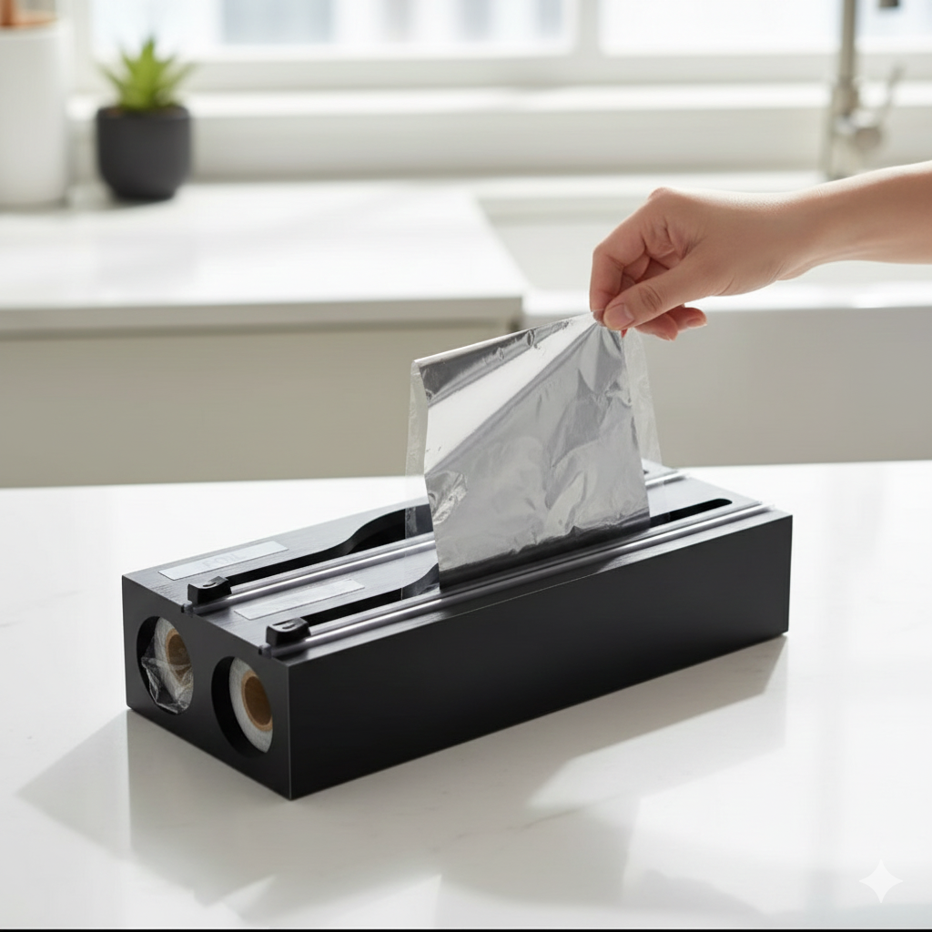 2 in 1 Bamboo Wrap Dispenser with Cutter