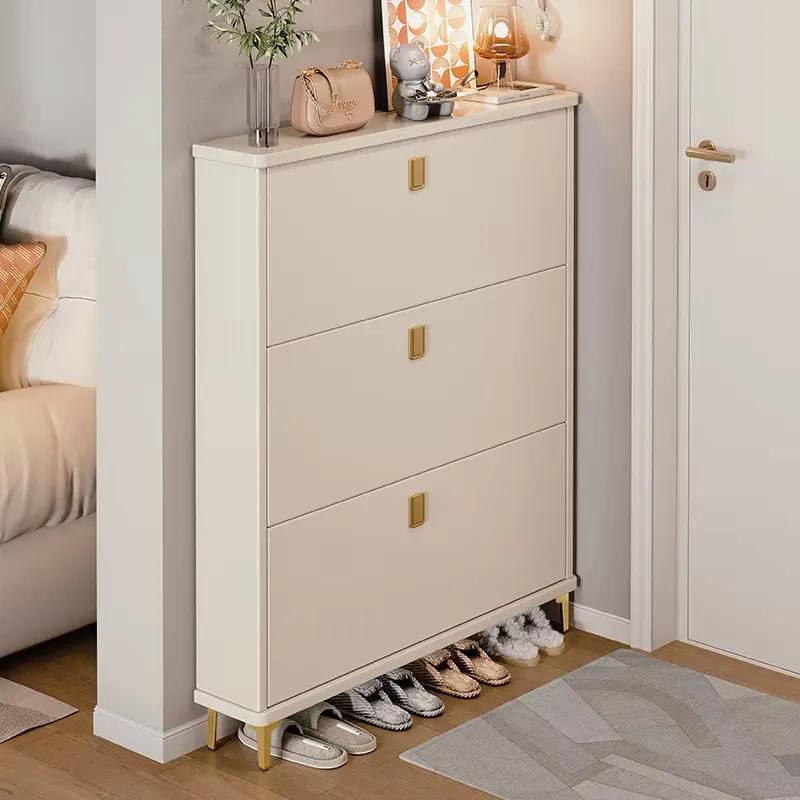 Gemelli Colllection bucket flip shoe cabinet cream gold shoe storage rack elegant modern shoe organiser slim vertical shoe rack entryway hallway bedroom shoe storage furniture flip door shoe cabinet dust free footwear organiser luxury home storage unit minimalist shoe cabinet design