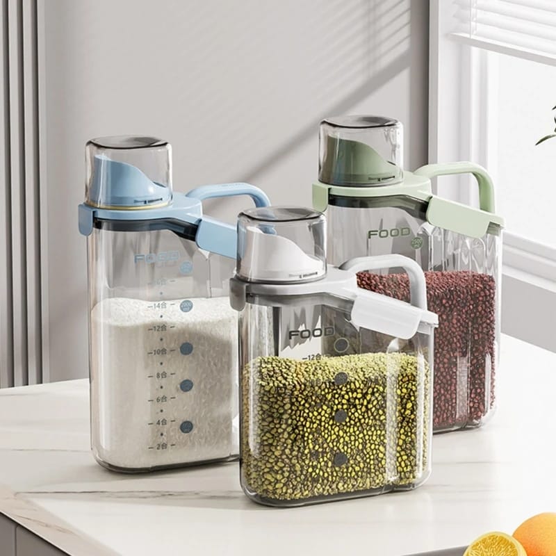 transparent cereal storage box with sealed moisture proof lid food grade kitchen organiser for cereals rice flour sugar pasta snacks and dry food