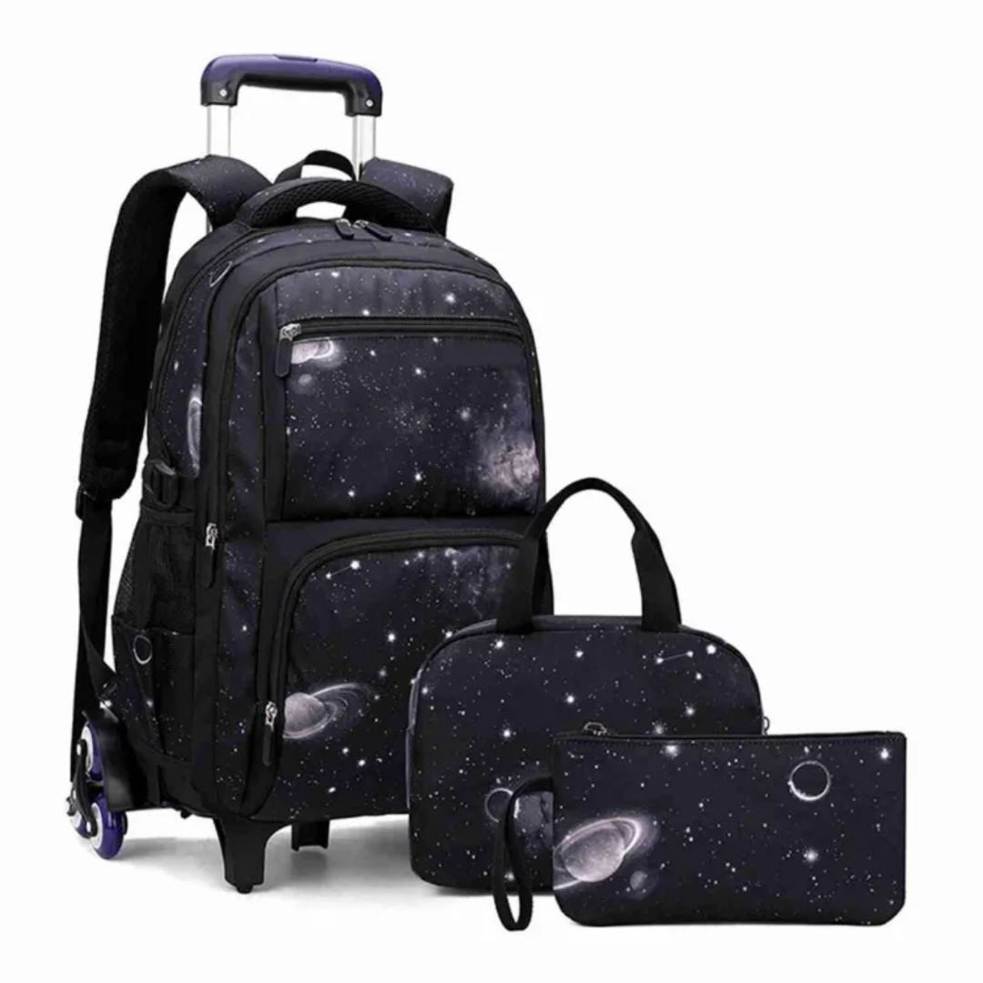 3-wheel rolling trolley school bag in assorted codes A, B, C