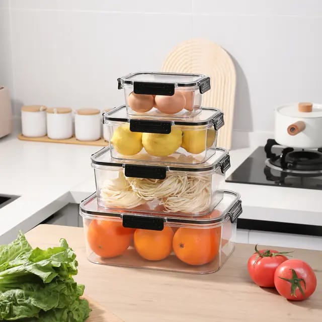 4 Piece Transparent Sealed Food Container Set