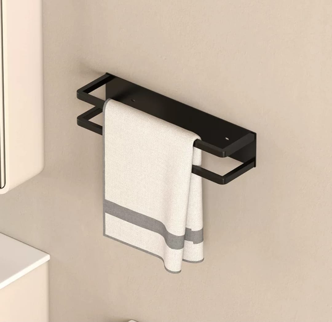 Wall-Mounted Towel Storage Rack – Rust Resistant Metal Bathroom Organizer for Multiple Towels with Adhesive or Drill Installation 