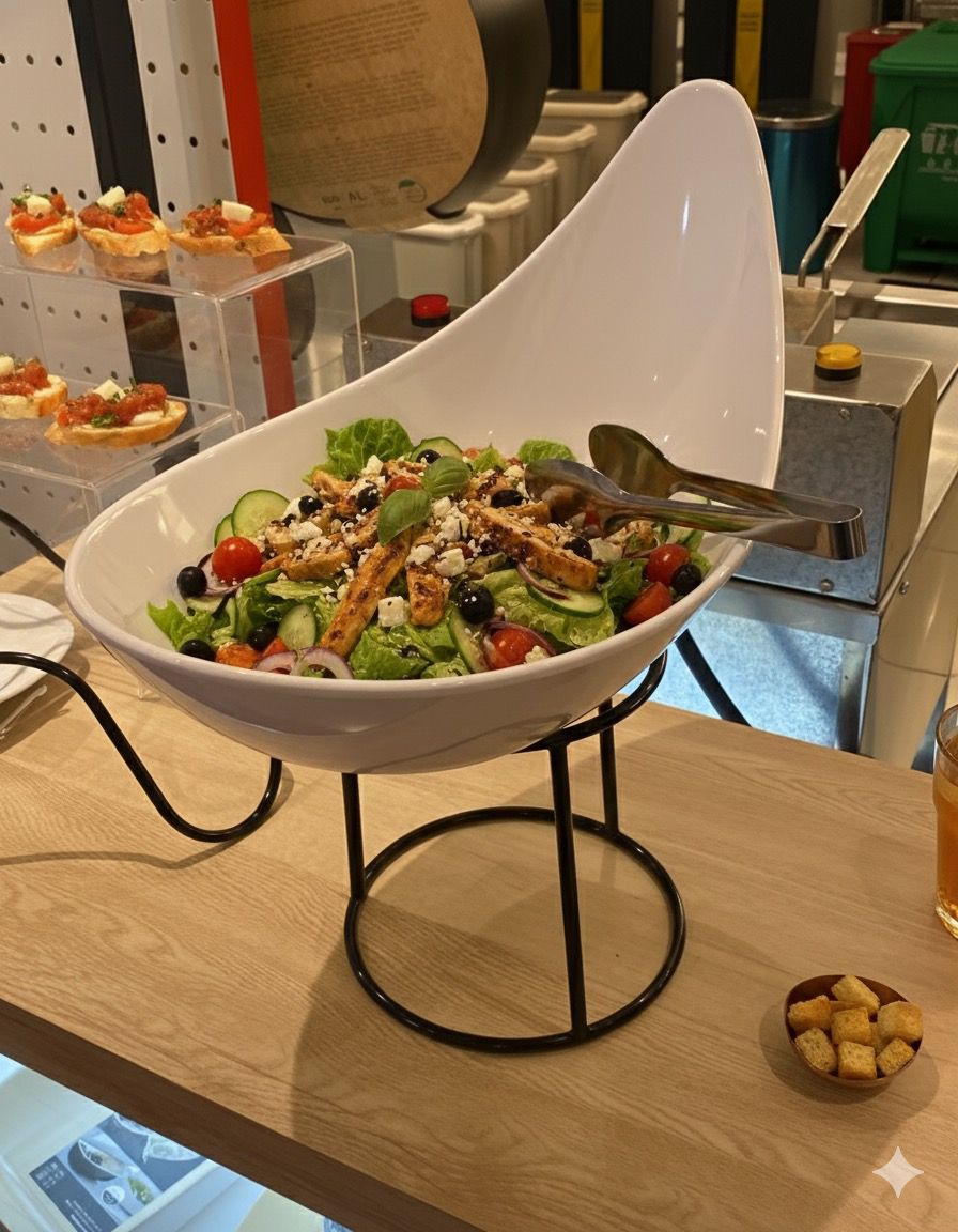 Melamine Buffet Salad Bowl With Stand