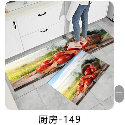 2pcs Kitchen mats with rubber Underside