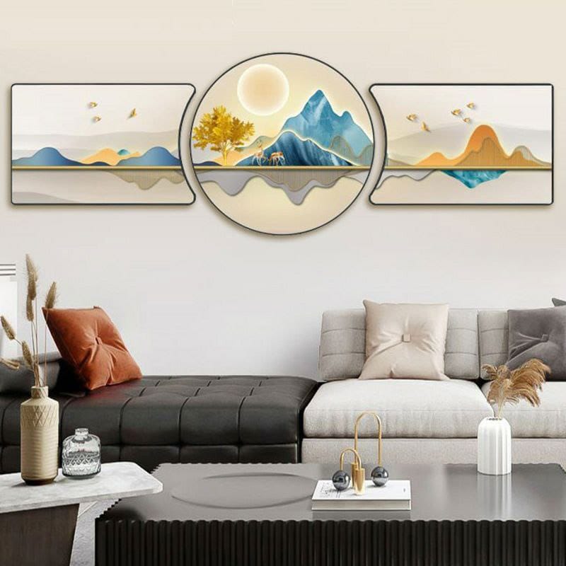 Gemelli Collections 3-piece crystal porcelain decorative wall art set modern wall décor paintings for living room bedroom office kitchen hallway and contemporary interior decoration