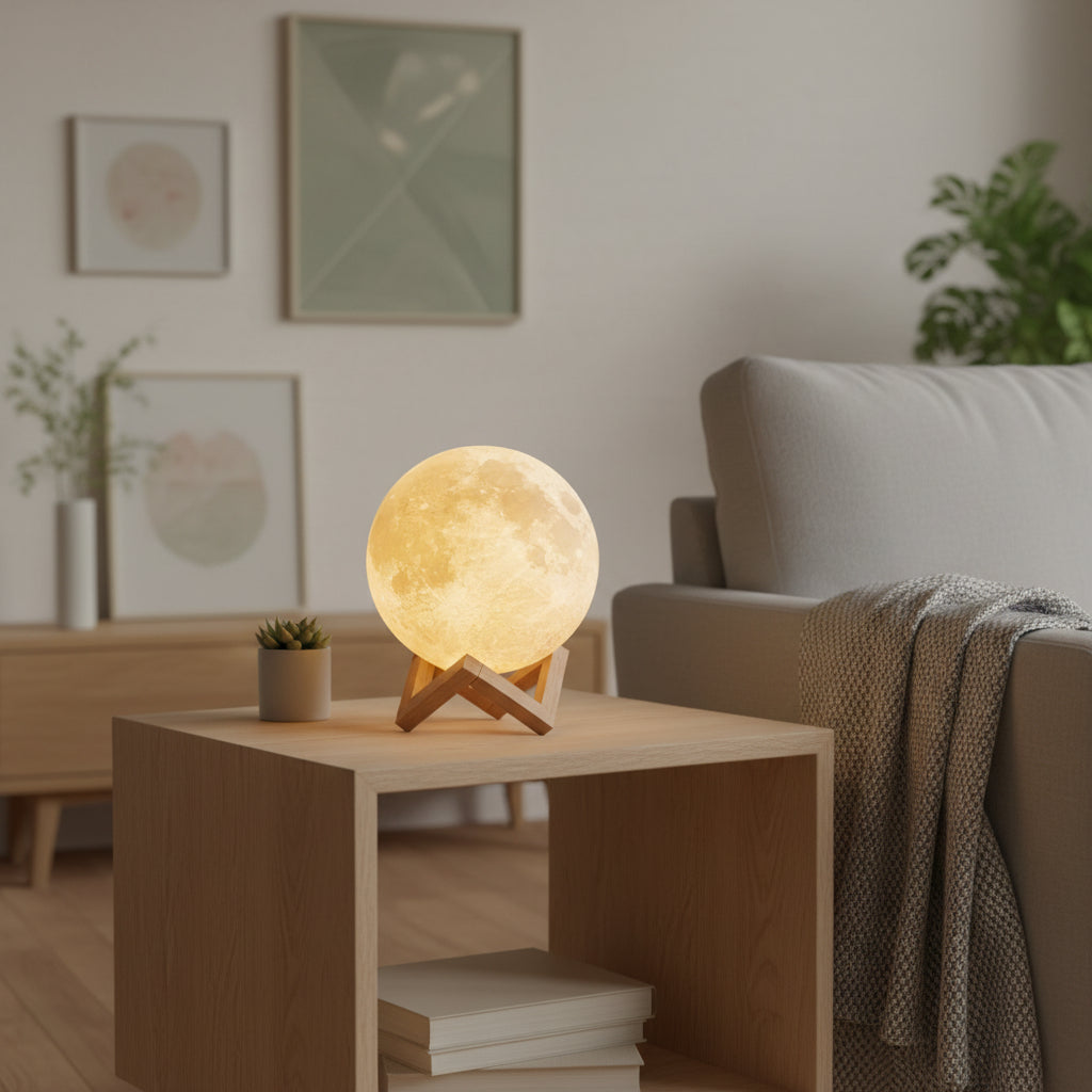 Gemelli Collection – moonlight lamp, realistic moon design, ambient lighting – decorative home illumination