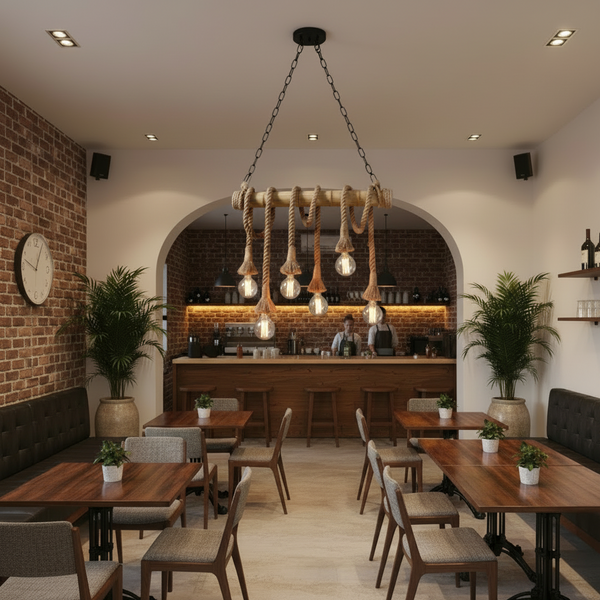 Pendant Lamp Rope Light E27 – 6 Holders, PL RP08-06