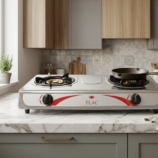 Table Top 2 Burner Gas Stove with Auto Ignition Stainless Steel TLHA0082