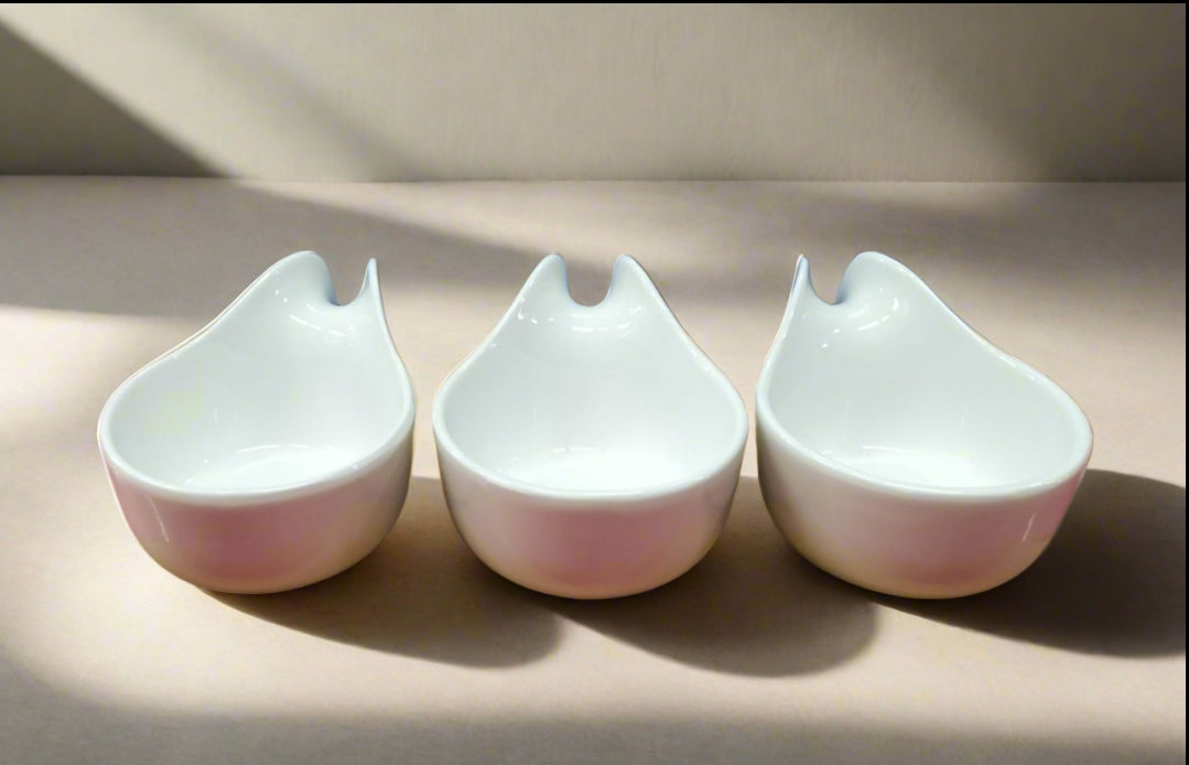 3Pcs Ceramic Sauce Bowl With Bamboo Stand
