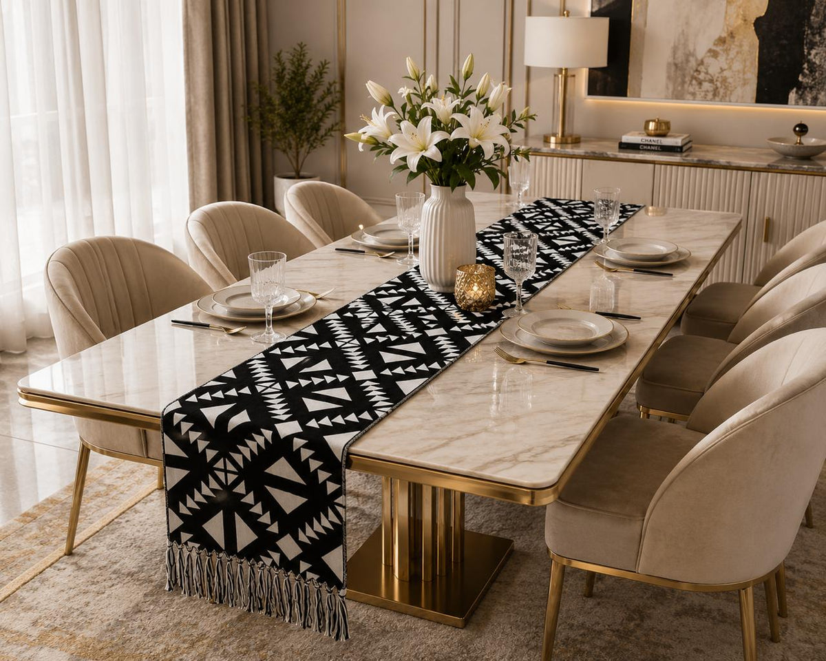 Gemelli Colllection table runner elegant dining table decor premium fabric runner 32x240cm stylish home dining setup table decoration fabric runner modern dining table accessory event table styling runner