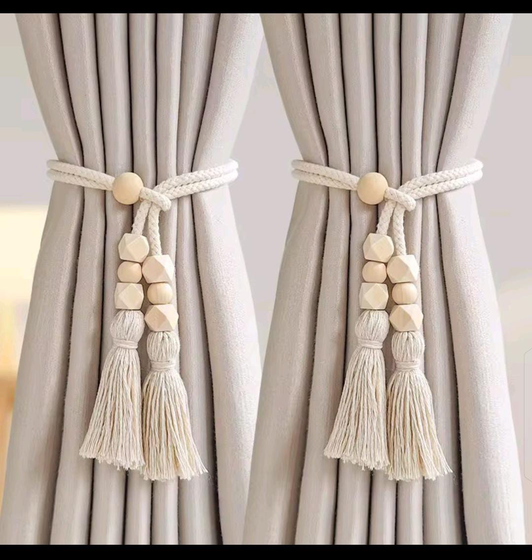 piece Nordic curtain tieback set with wooden bead weaving and decorative tassel rope elegant curtain straps
