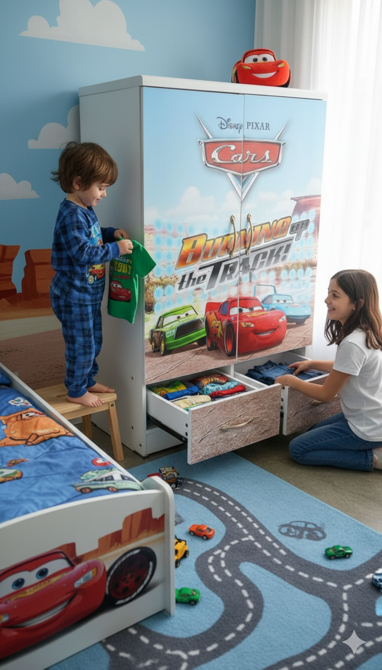 Wooden Cartoon themed Kid's Wardrobe
