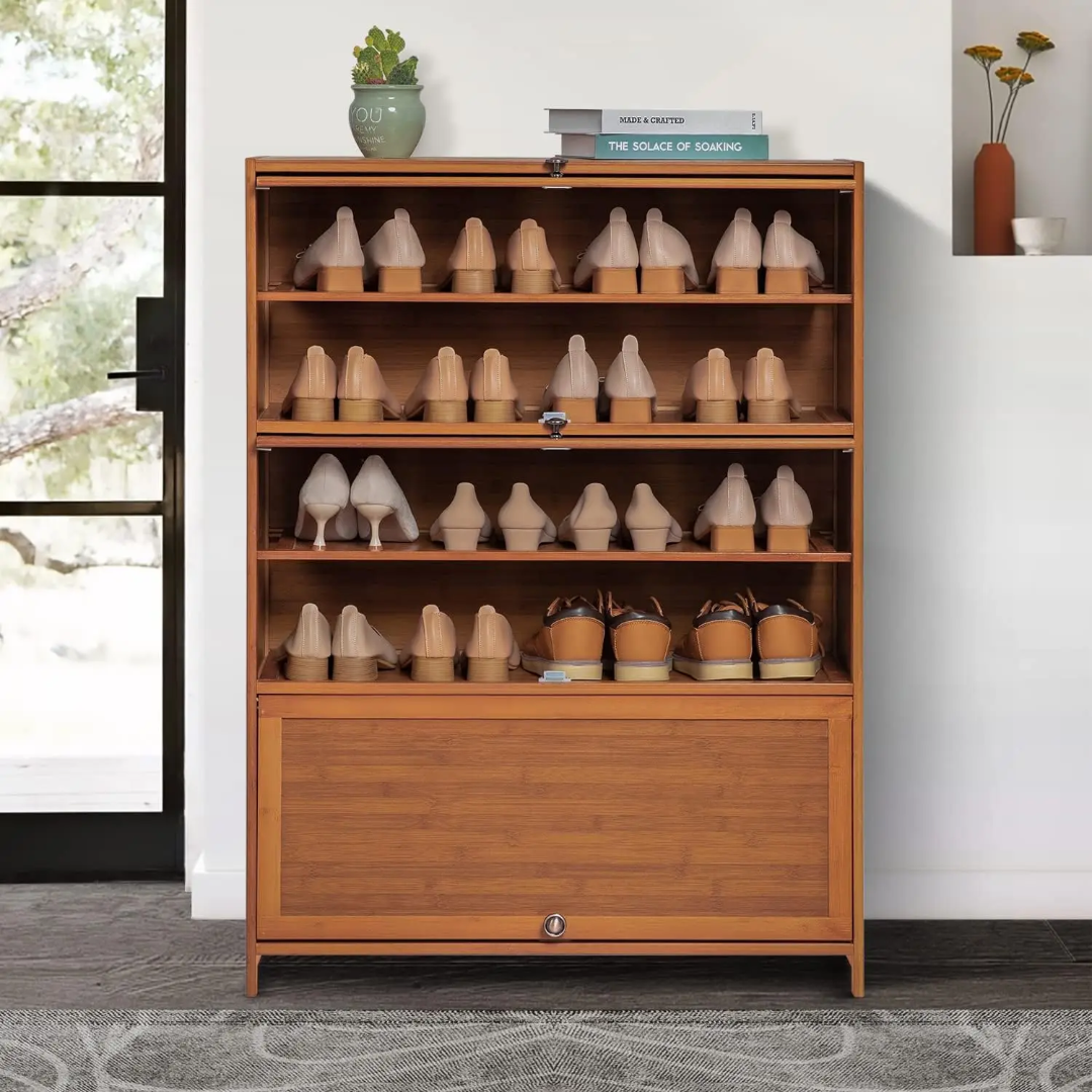 Bamboo Shoe Cabinet and Storage Shelf