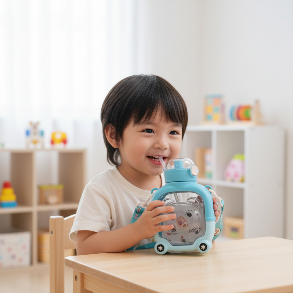 teddy bear design water bottle 1000ml for kids