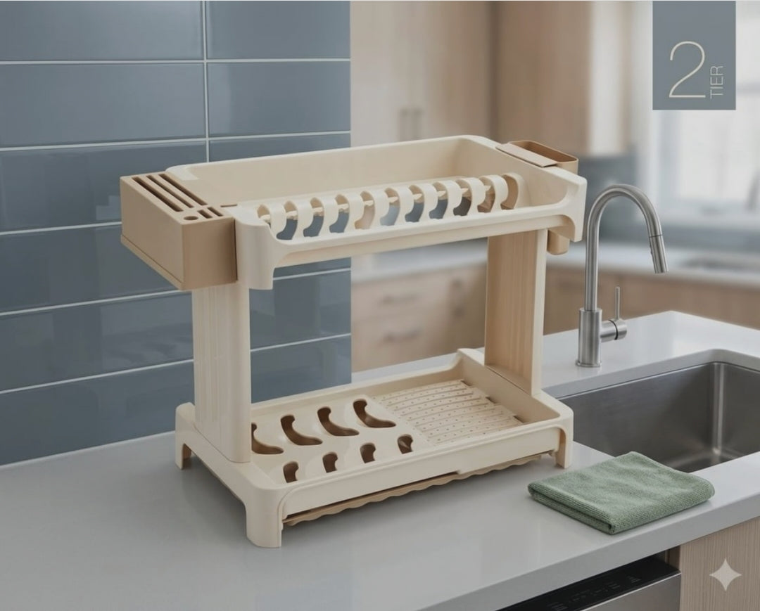 Heavy Duty Plastic 2 Tier Dish Rack