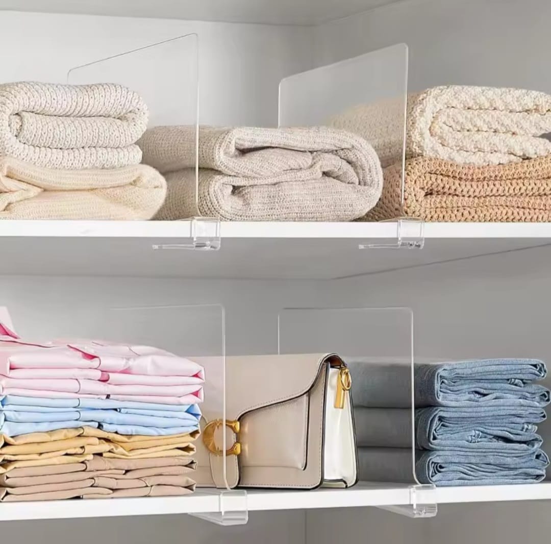 Gemelli Colllection acrylic closet jeans dividers wardrobe organizer clear clothing separators trouser storage organiser wardrobe stacking dividers modern closet organisation system space saving clothing rack inserts