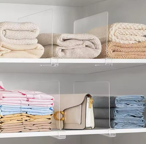 Gemelli Colllection acrylic closet jeans dividers wardrobe organizer clear clothing separators trouser storage organiser wardrobe stacking dividers modern closet organisation system space saving clothing rack inserts