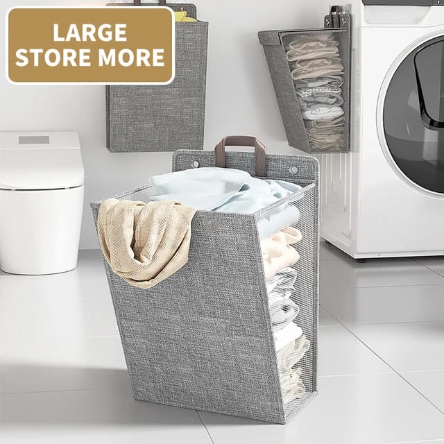 Foldable Adhesive Laundry Basket Hamper With Handle