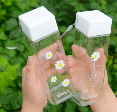 500ml Square Transparent Water Bottle