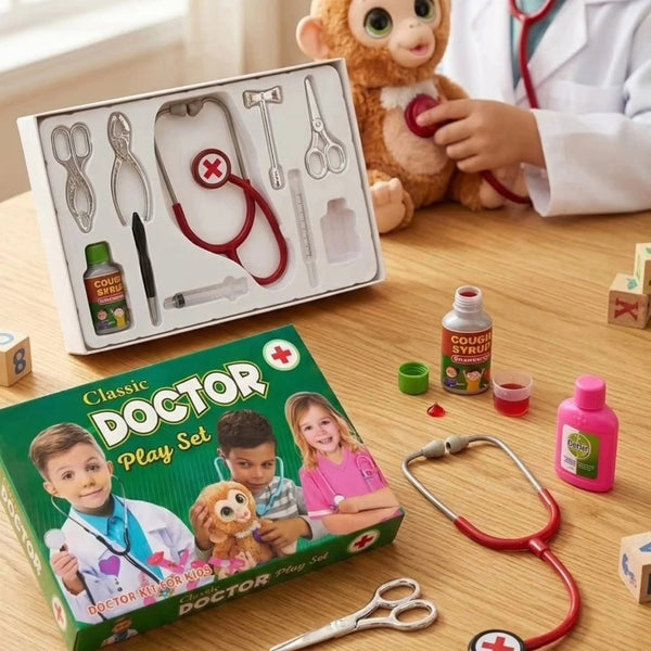 Classic doctor play set with kid-friendly medical tools for imaginative role-play