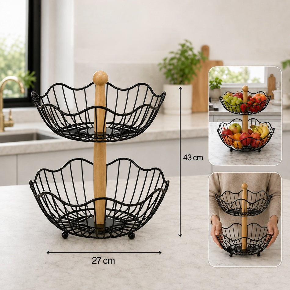 2 Layer Metallic Fruit Rack