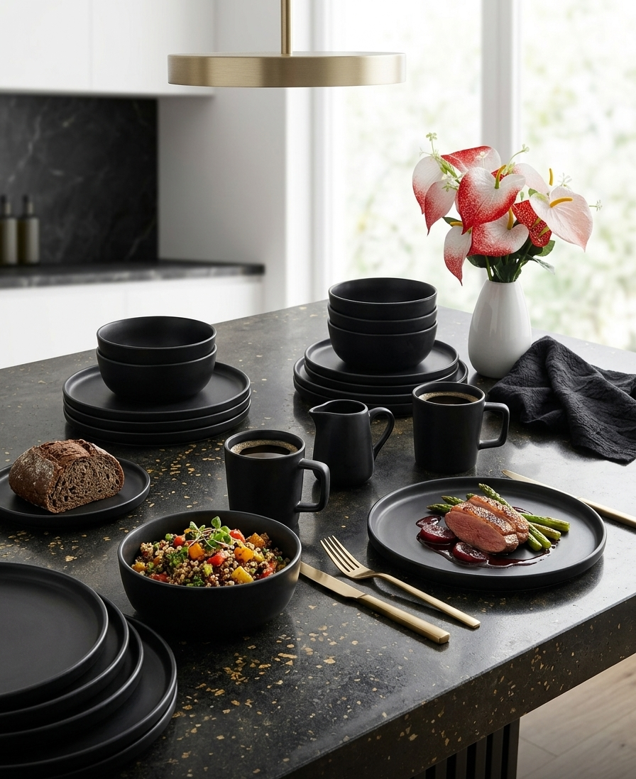 Gemelli Colllection 24pcs ceramic dinner set modern dining set with cups bowls side plates and dinner plates elegant ceramic tableware family dining serving set home kitchen dinnerware collection